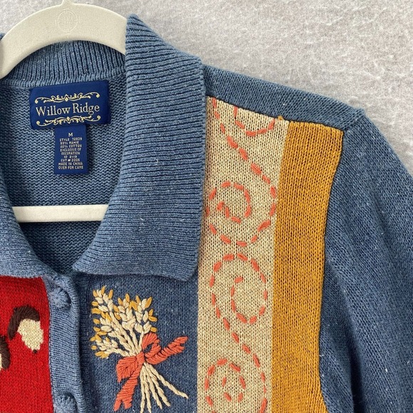 Willow Ridge Sweater Size MEDIUM Fall Farm Country Button Up Colorful - Picture 10 of 16